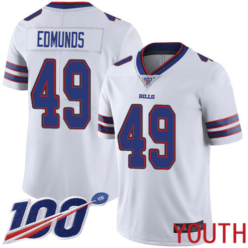 Youth Buffalo Bills #49 Tremaine Edmunds White Vapor Untouchable Limited Player 100th Season NFL Jersey->youth nfl jersey->Youth Jersey